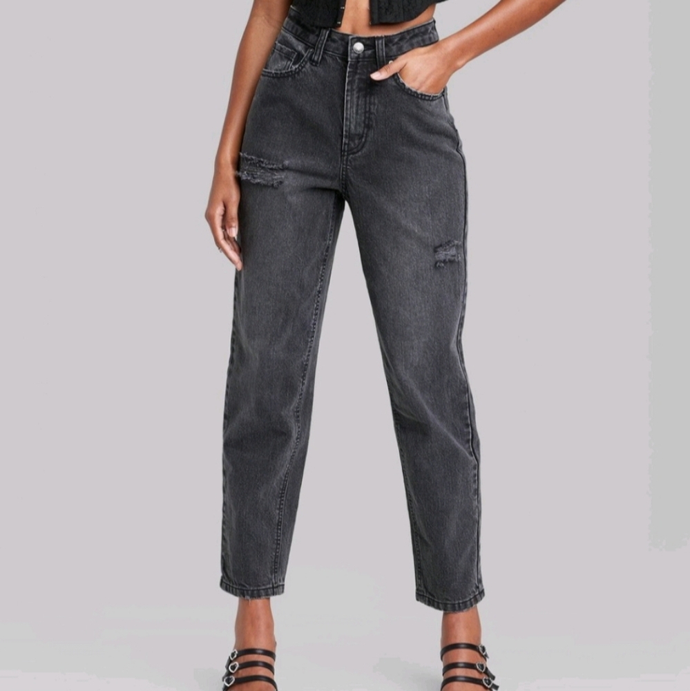 Wild Fable Super High Rise Straight Jeans - Black wash